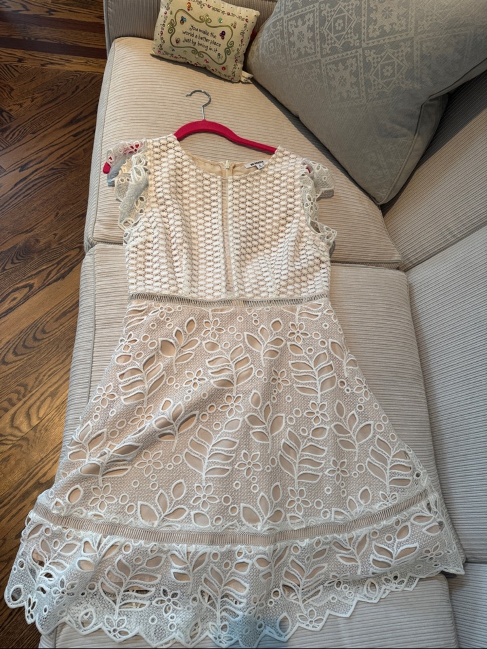 BB Dakota Cream Lace A-Line Dress